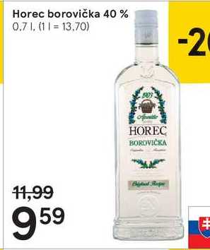Horec borovička 40 %, 0,7 l