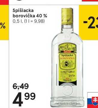 Spišiacka borovička 40 %, 0,5 l