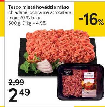 Tesco mleté hovädzie mäso, 500 g