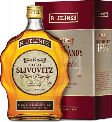Slivovitz Kosher zlatá 10YO budík 50% 0,70 L